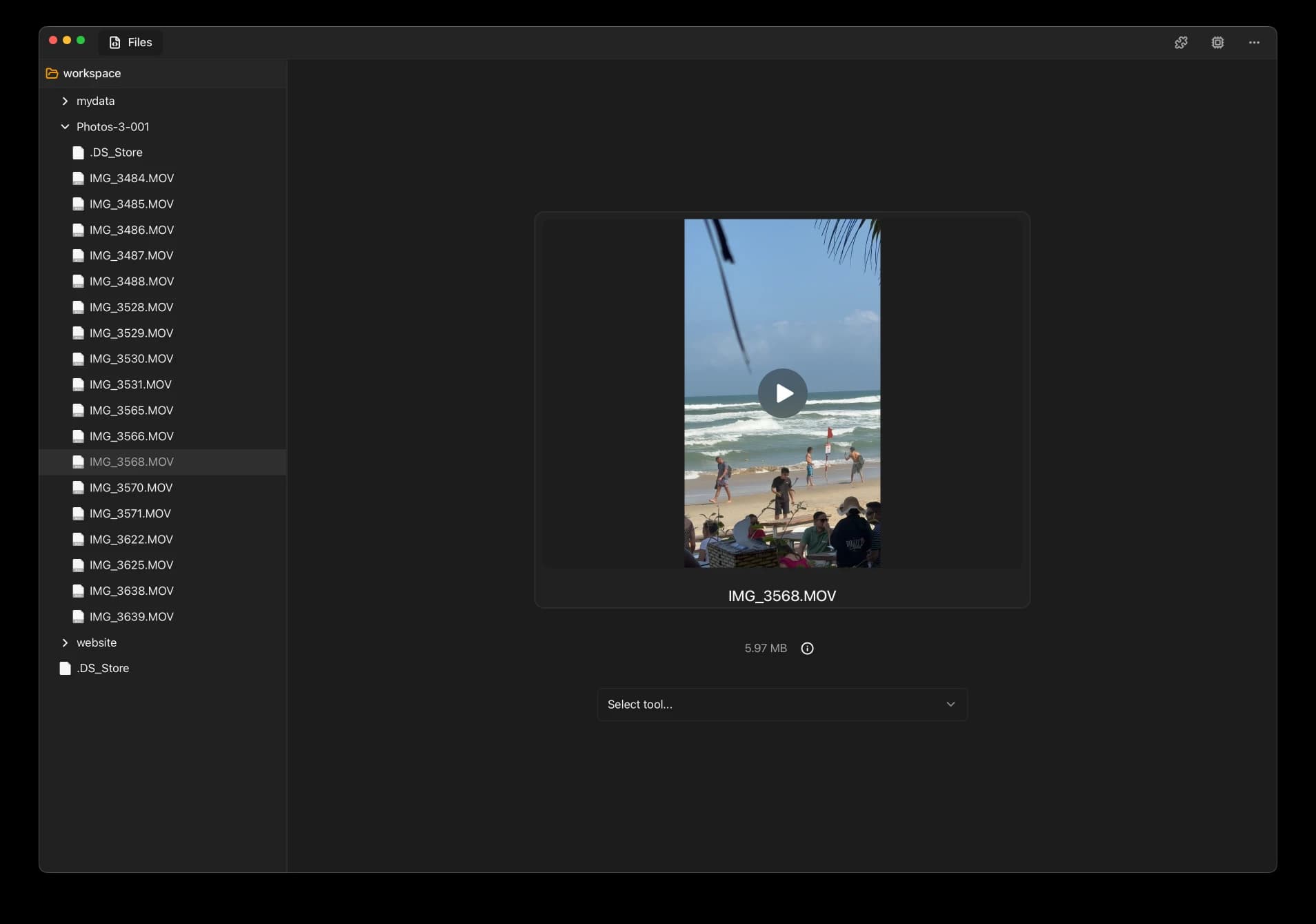 Reelbook file tree - pick a file to start