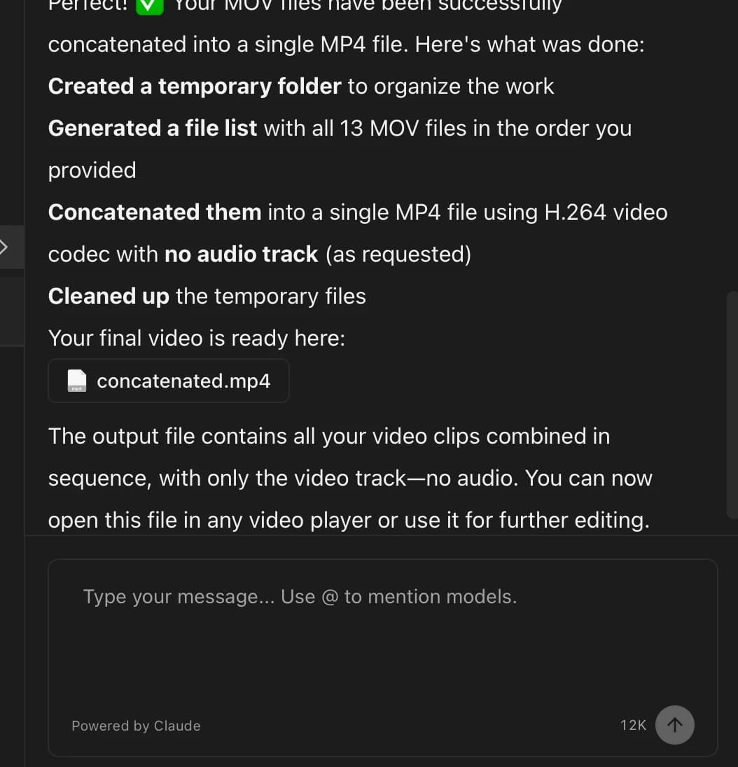 Reelbook AI chat refining and completing a workflow